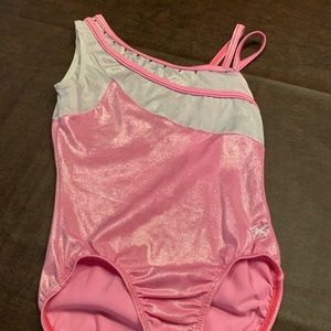 GK Elite Adult Small Leotard pink metallic